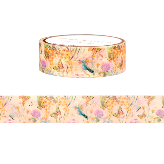 Hummingbird Song Pattern washi (15mm + rose gold foil)