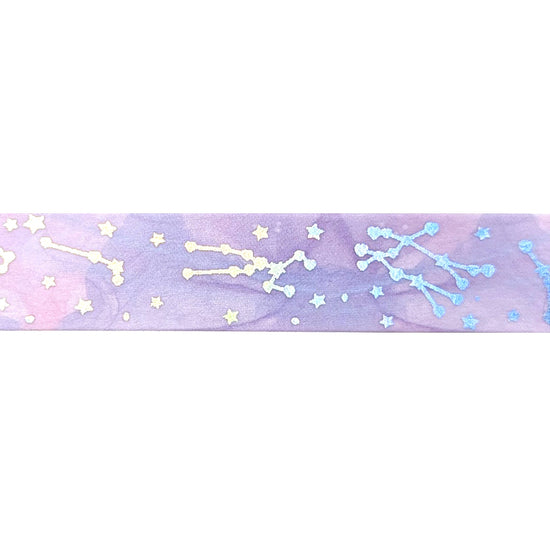 Pastel Ink Galaxy 34.0 Constellations washi (15mm + silver holographic foil) (Item of the Week)