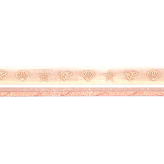 Seaside Sandy Shells / Color Block washi set of 2 (10/5mm + rosy pink / glitter frost)