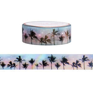 Pastel Palms Treeline washi (15mm + silver holographic foil)