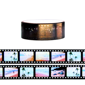 Pastel Palms Film PET tape washi (15mm + silver holographic foil)