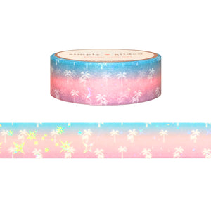 Pastel Palms Palm Tree washi (15mm + sparkle iridescent overlay)