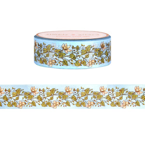Willow Leaves & Flowers washi (15mm + light gold foil)