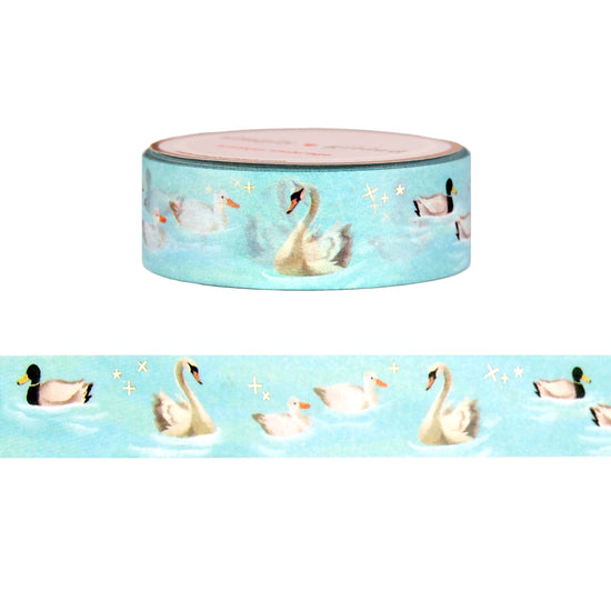 Willow Swans washi (15mm + light gold foil)