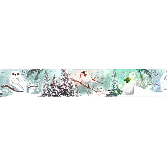 Whispering Pines Woodland Fauna washi (15mm + silver foil / iridescent overlay)