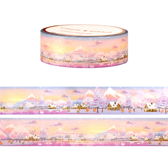The Soft Life Landscape washi (15mm + satin gold foil)