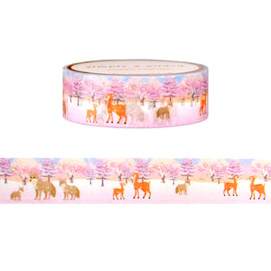 The Soft Life Forest Animals washi (15mm + satin gold foil)