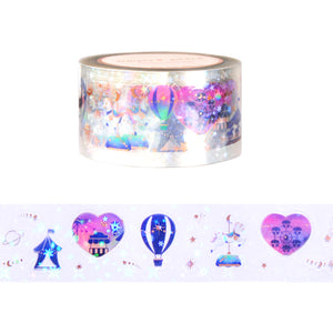 Celestial Carnival PET tape (30mm + rose gold foil / sparkle star overlay)