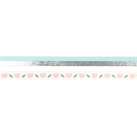 Tulips at Dawn washi set of 2 (5mm + silver foil )