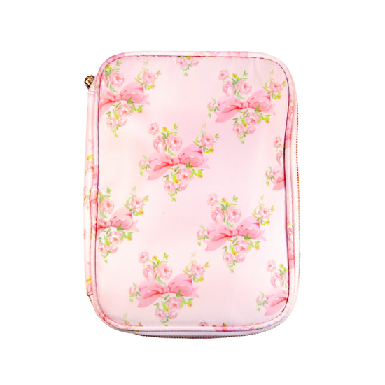 Love Story Floral Deluxe Zip Storage Pouch (light gold hardware)