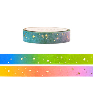 Wildflower Starry washi (10mm + light gold foil)