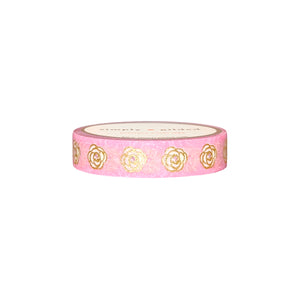 Couture Camellia Flowers washi (10mm + light gold foil / glitter)