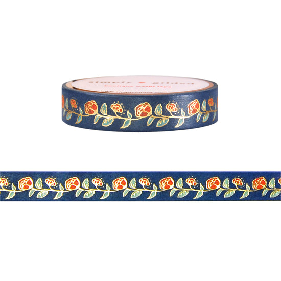 Velveteen Bow Roses washi  (10mm + light gold foil)