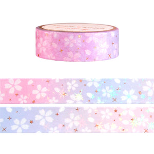 Sakura Sweet Sakura washi (15mm + rose gold foil / sparkle star overlay)