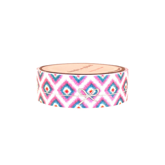 Bird of Paradise Ikat with Simple Line Bow washi (15mm + silver foil) (Item of the Week)