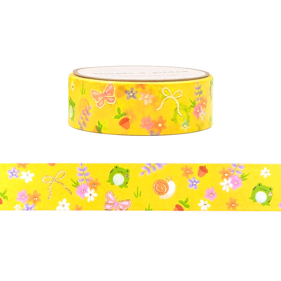 Wildflower Pattern washi (15mm + light gold foil)