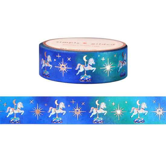 Celestial Carnival Carousel Horses washi (15mm + rose gold foil)