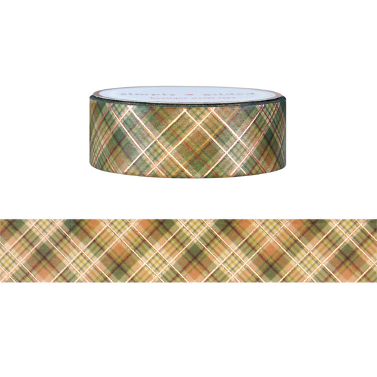 Autumn Whimsy Plaid washi (15mm + rose gold foil)