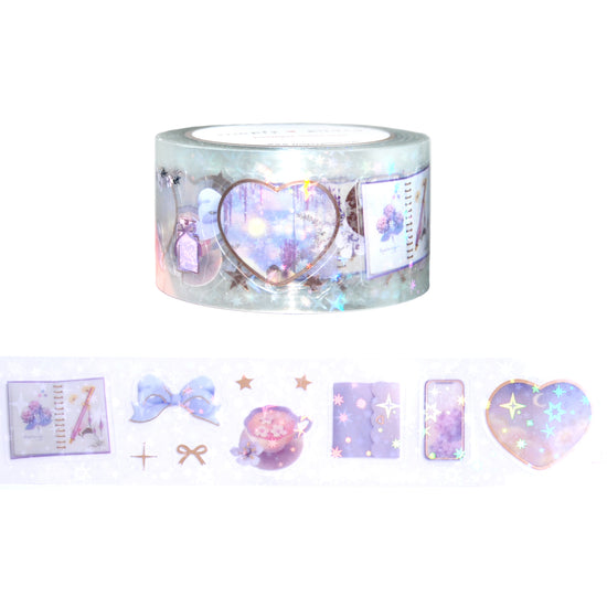 Lavender Dreams PET tape (30mm + rose gold foil / sparkle iridescent overlay)