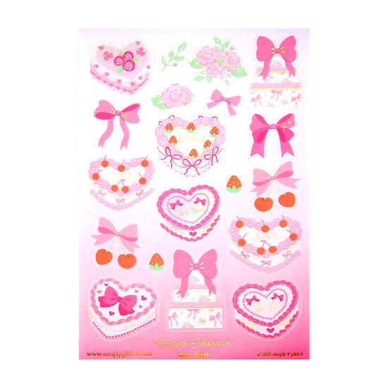 Coquette Celebration Deco Stickers (satin gold foil + you pick finish)
