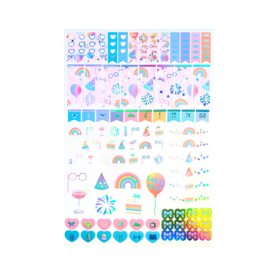 Cue the Confetti Luxe Sticker Kit + date dots (silver holographic foil)