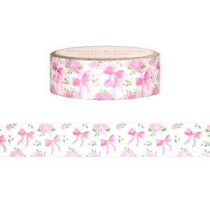 Coquette Birthday Pattern washi (15mm + satin gold foil)