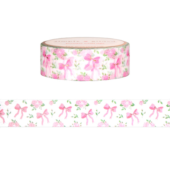 Coquette Birthday Pattern washi (15mm + satin gold foil)