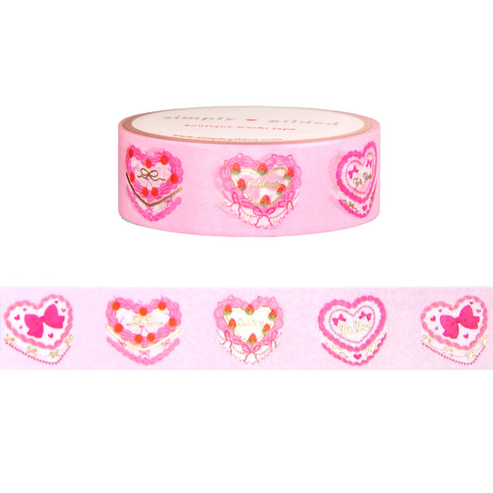 Coquette Birthday Cakes washi (15mm + satin gold foil)