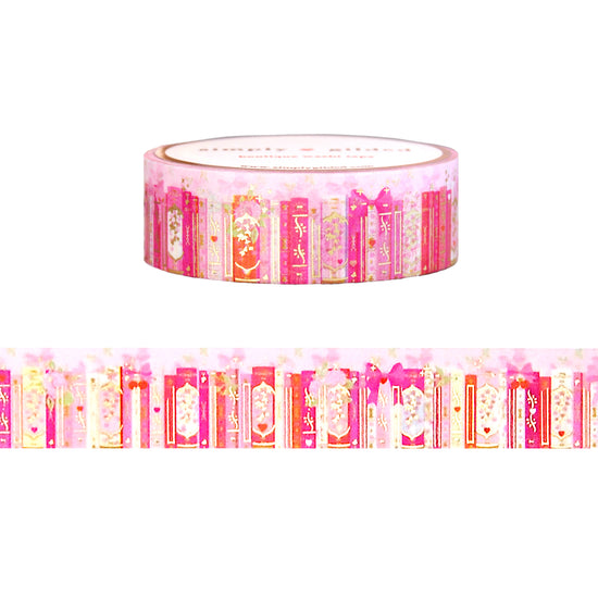 Coquette Bookshelf washi (15mm + satin gold foil)