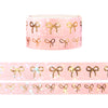 Pink Bubble Bow washi set (15/10mm + light gold foil / starry iridescent overlay)