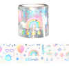 Cue the Confetti PET tape (50mm + silver holographic foil / starry iridescent overlay)