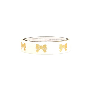 12 Days of Simply Gilded White Puffy Bow washi 10mm + (light gold foil / glitter)