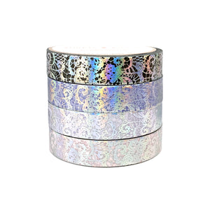 Halloween Holographic Glam Lace Set of 4 (10mm + silver holographic foil lace)