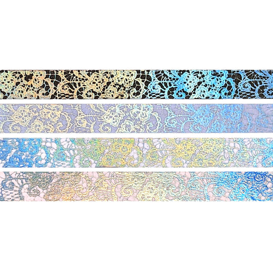 Halloween Holographic Glam Lace Set of 4 (10mm + silver holographic foil lace)