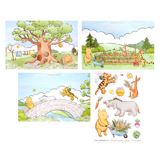 100 Acre Wood in Spring Postcard & Deco Bundle