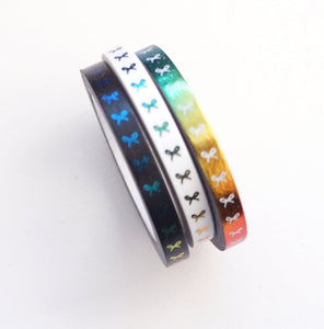 Rainbow Trio Veritcal Bow washi set of 3 (5mm + Black/White/Rainbow)