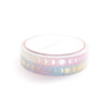 Perforated Moon Phase Pastel Rainbow washi set of 2 (6mm + light gold / silver holographic foil)(Item of the Week)