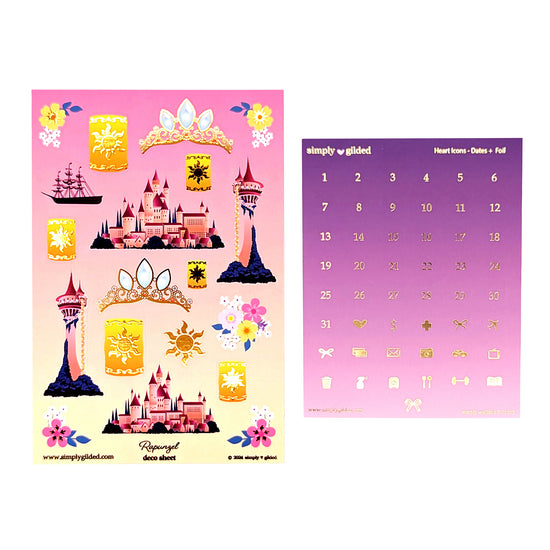 Rapunzel Luxe Sticker Kit + date dots & deco sheet (light gold foil) - Restock