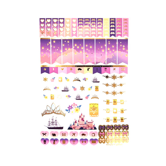 Rapunzel Luxe Sticker Kit + date dots & deco sheet (light gold foil) - Restock