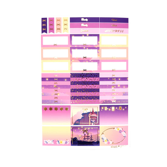 Rapunzel Luxe Sticker Kit + date dots & deco sheet (light gold foil)