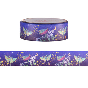 Afterglow Moth and Stem washi (15mm + rose gold foil)