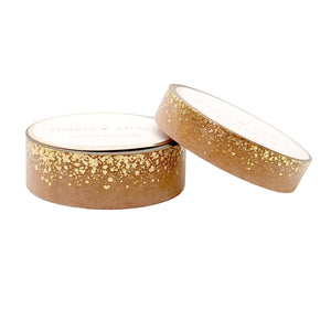 Chocolate Milk Stardust Washi Set (15/10mm + light gold / light gold glitter foil) - Restock