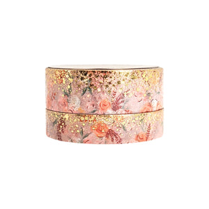 Wheat Fall Floral Stardust washi set (15/10mm + light gold / rose gold foil)(Item of the Week)