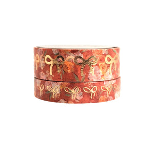 Fall Floral Bow washi set (15/10mm + rose gold foil)(Item of the Week)