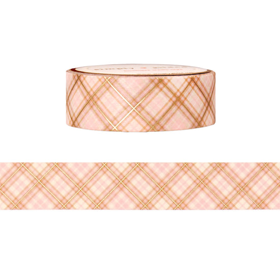 Maple Blush Plaid Blanket washi (15mm + satin gold foil)