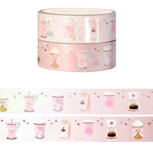 Maple Blush Coffee Fix washi set of 2 (15mm + rose gold foil)