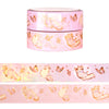 Purrrty Playful Kitty washi set of 2 (15mm + rose gold foil / iridescent overlay)