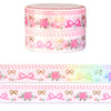 Valentine's Fair Isle Bows & Roses washi set of 2 (15mm + rose gold foil / iridescent overlay)