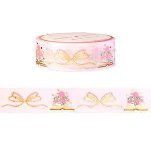 Valentine's Fair Isle Bows & Books washi (15mm + light gold foil)