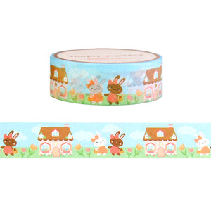 Cottagecore Juniper Landscape washi (15mm + light gold foil)